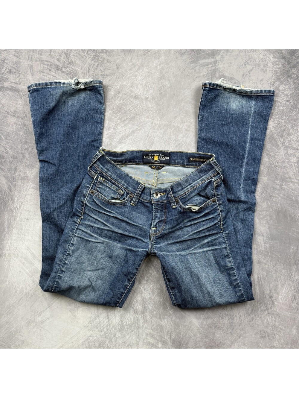 y2k Lucky Brand Jeans Womens 00/24 Charlie Baby Boot Blue Denim 27"x30" Low Rise